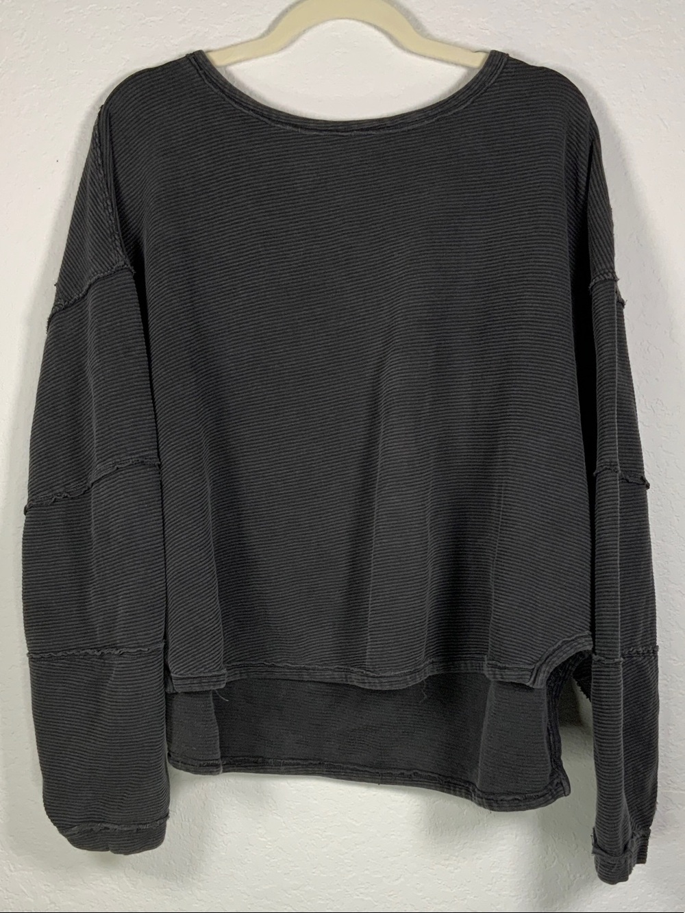 We The Free Washed Ribbed Crewneck Sweater - Charcoal